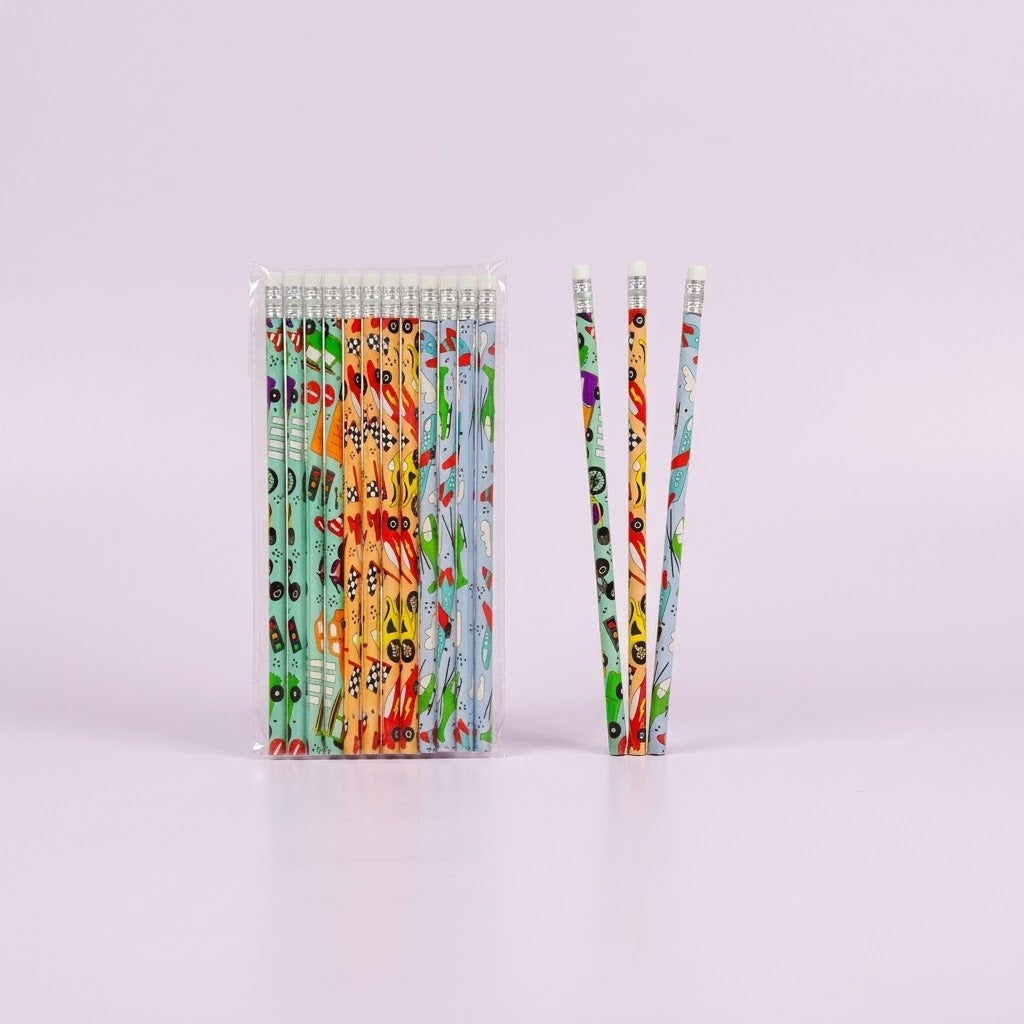 Vehicles Pencil with Eraser 18 cm Party Favours - studio photo