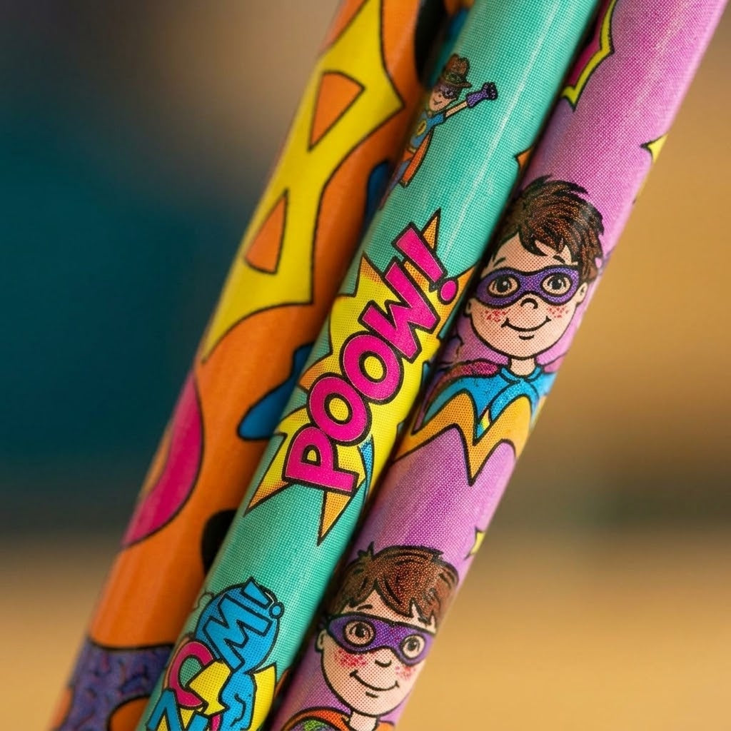 Superhero Pencil with Eraser 18 cm Party Favours - close-up