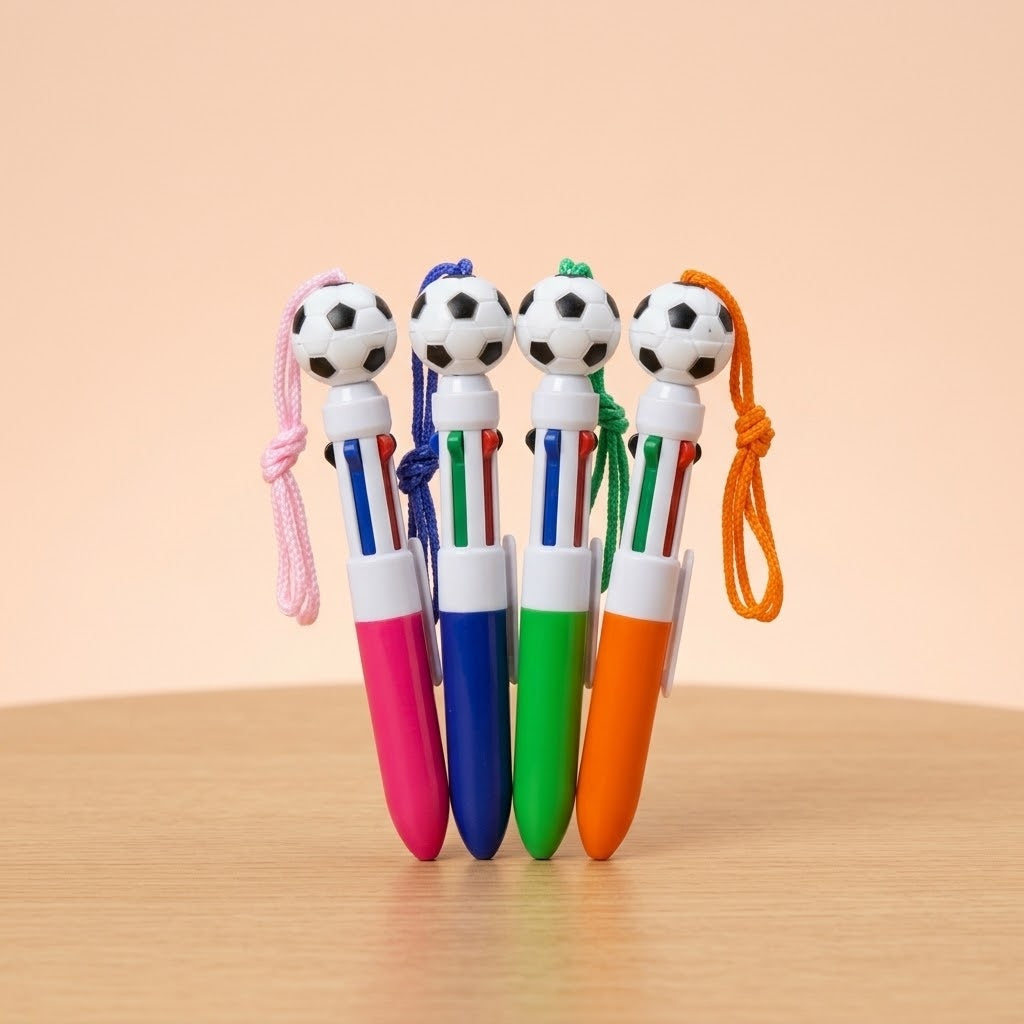 Football 4-Colour Ballpoint Pen Party Favours - studio photo