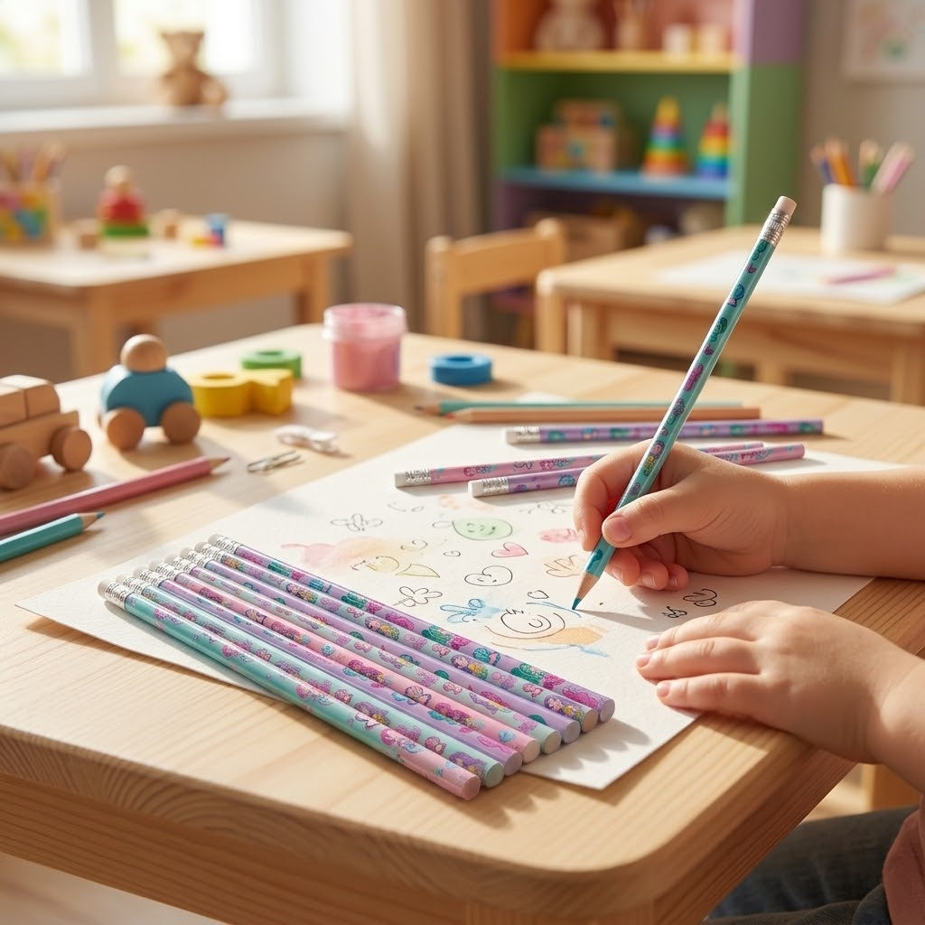 Mermaid Pencil with Eraser 18 cm Party Bag Filler - lifestyle photo