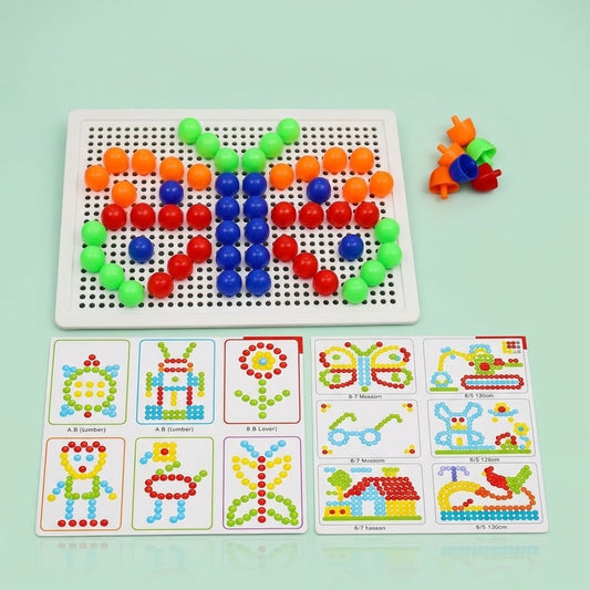 Mushroom Mosaic Peg Puzzle Pattern Game 14 x 20 cm - studio photo