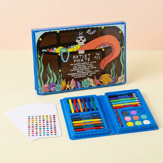 Pirate Colouring Case 42 Pieces Art Set - studio photo