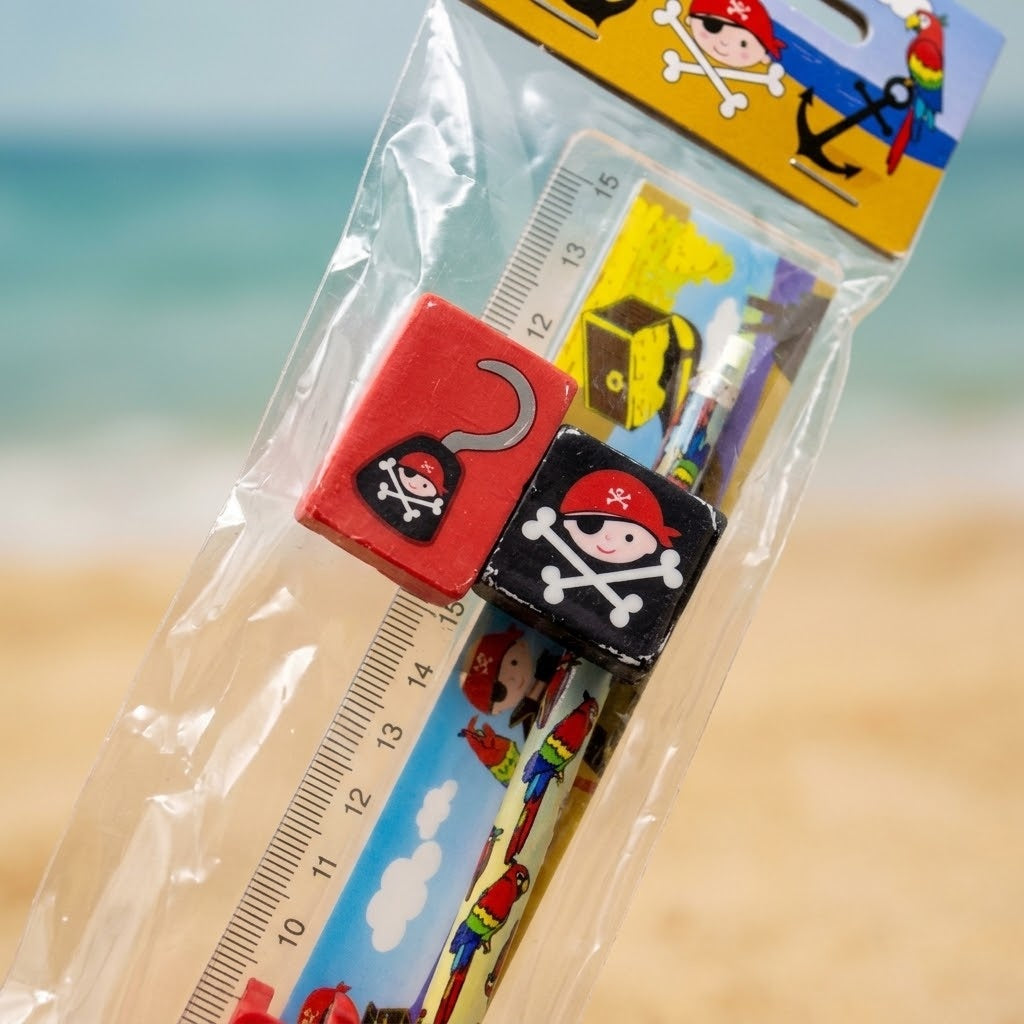 Pirate Stationery Set 4 Pieces Party Favours - close-up