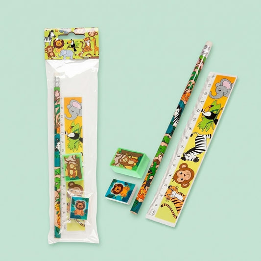 Jungle Animals Stationery Set 4 Pieces Party Favours - studio photo
