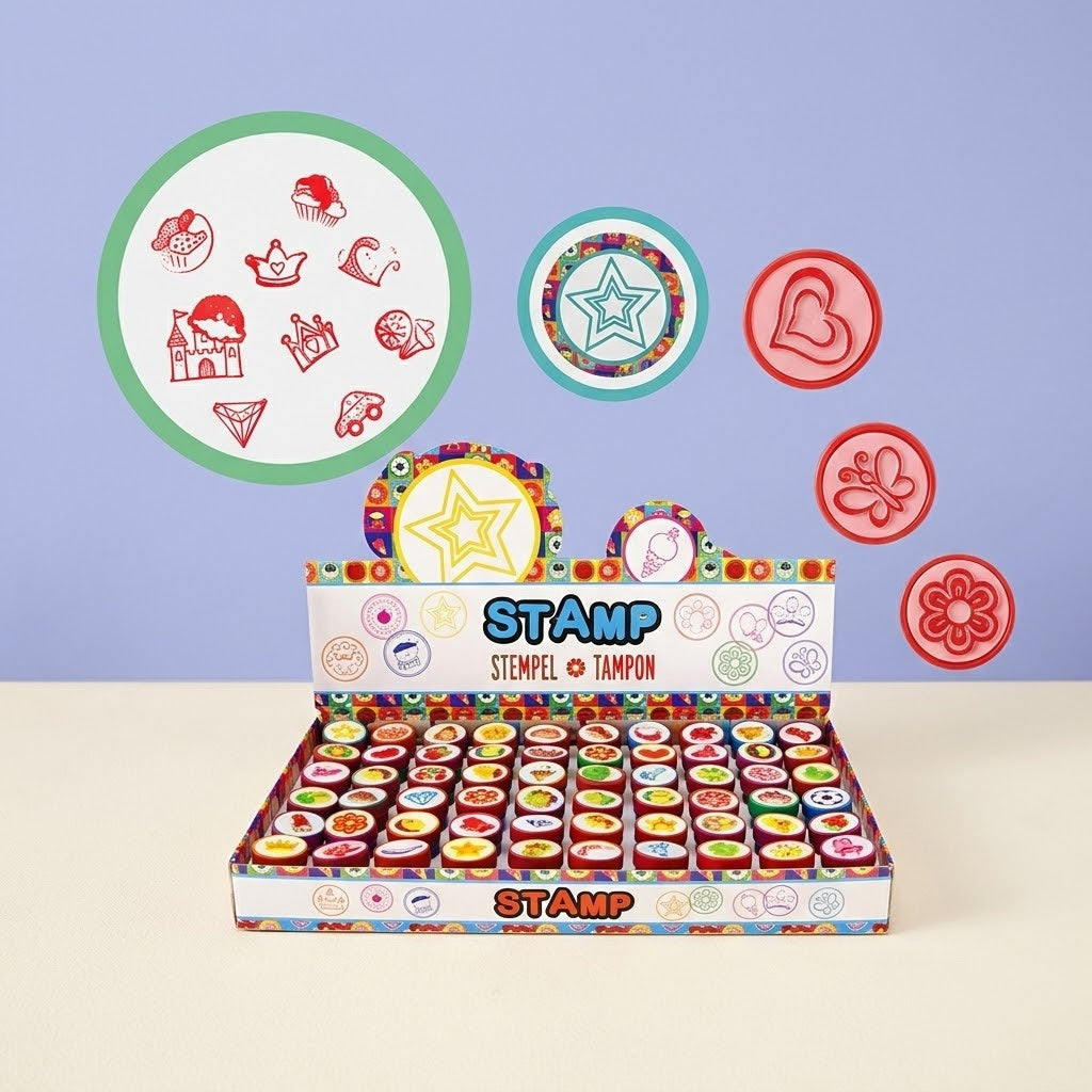 Mini Stamp for Kids Assorted Designs Party Favours - studio photo