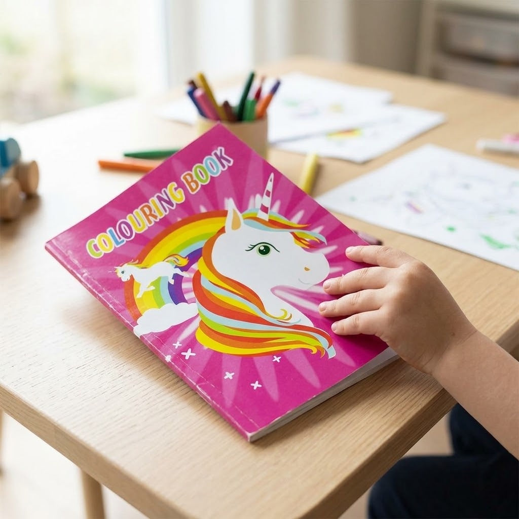 Unicorn Colouring Book with Stickers 14 x 20 cm - lifestyle photo
