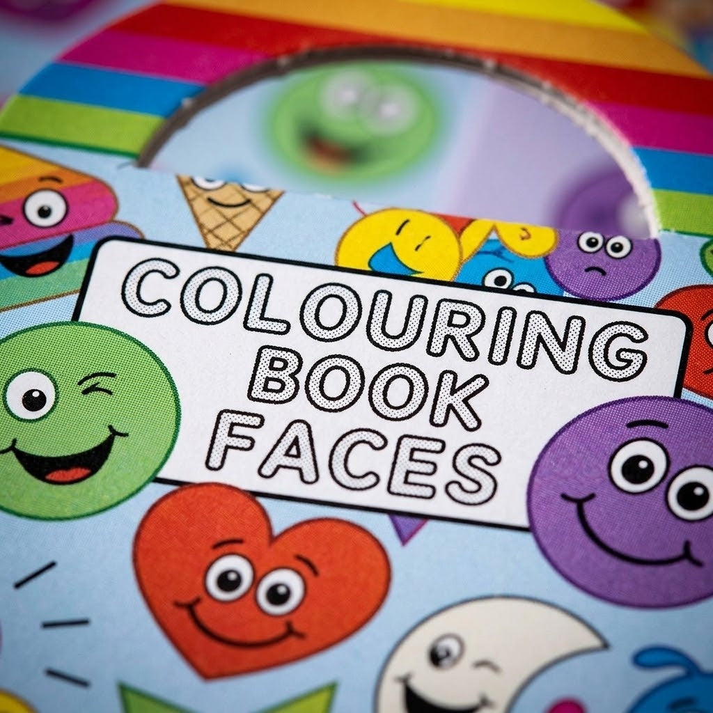 Funny Face Emoji Colouring Book with Stickers - close-up