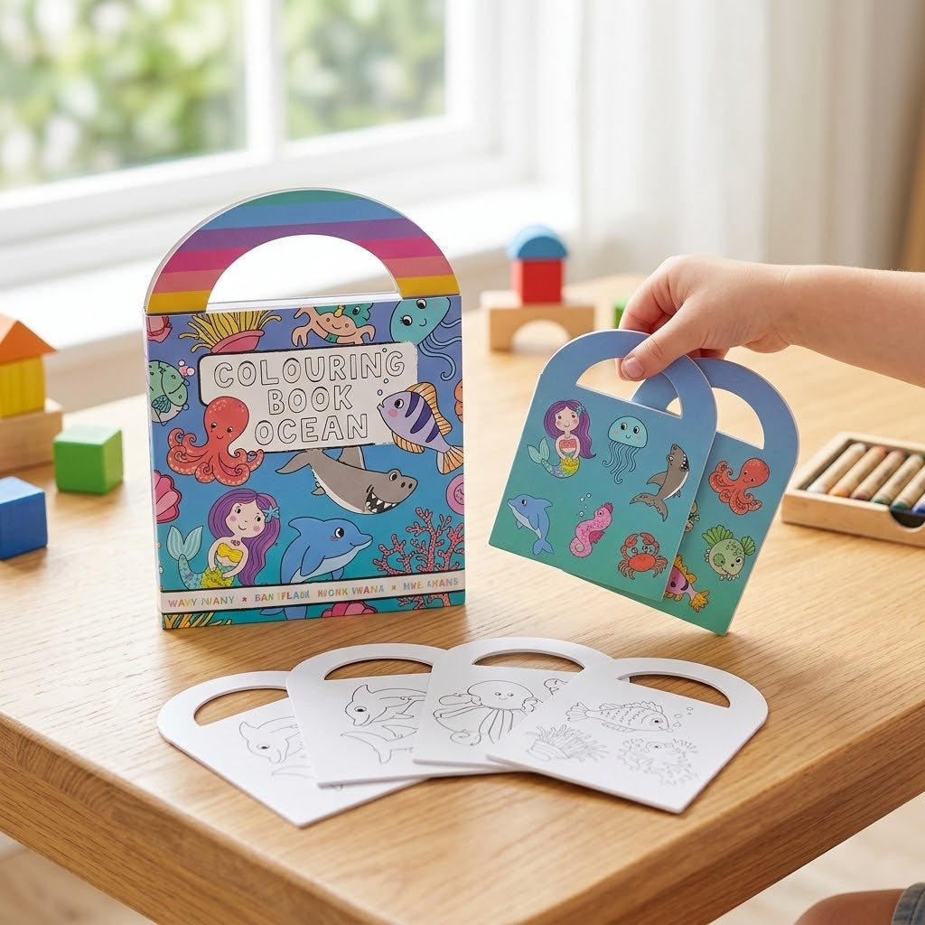 Sea Animals Mini Colouring Book with Stickers - lifestyle photo
