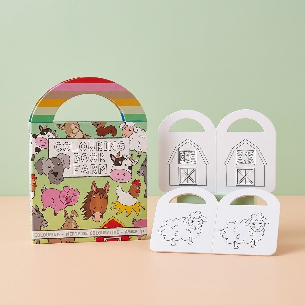 Farm Animals Colouring Book with Stickers - studio photo