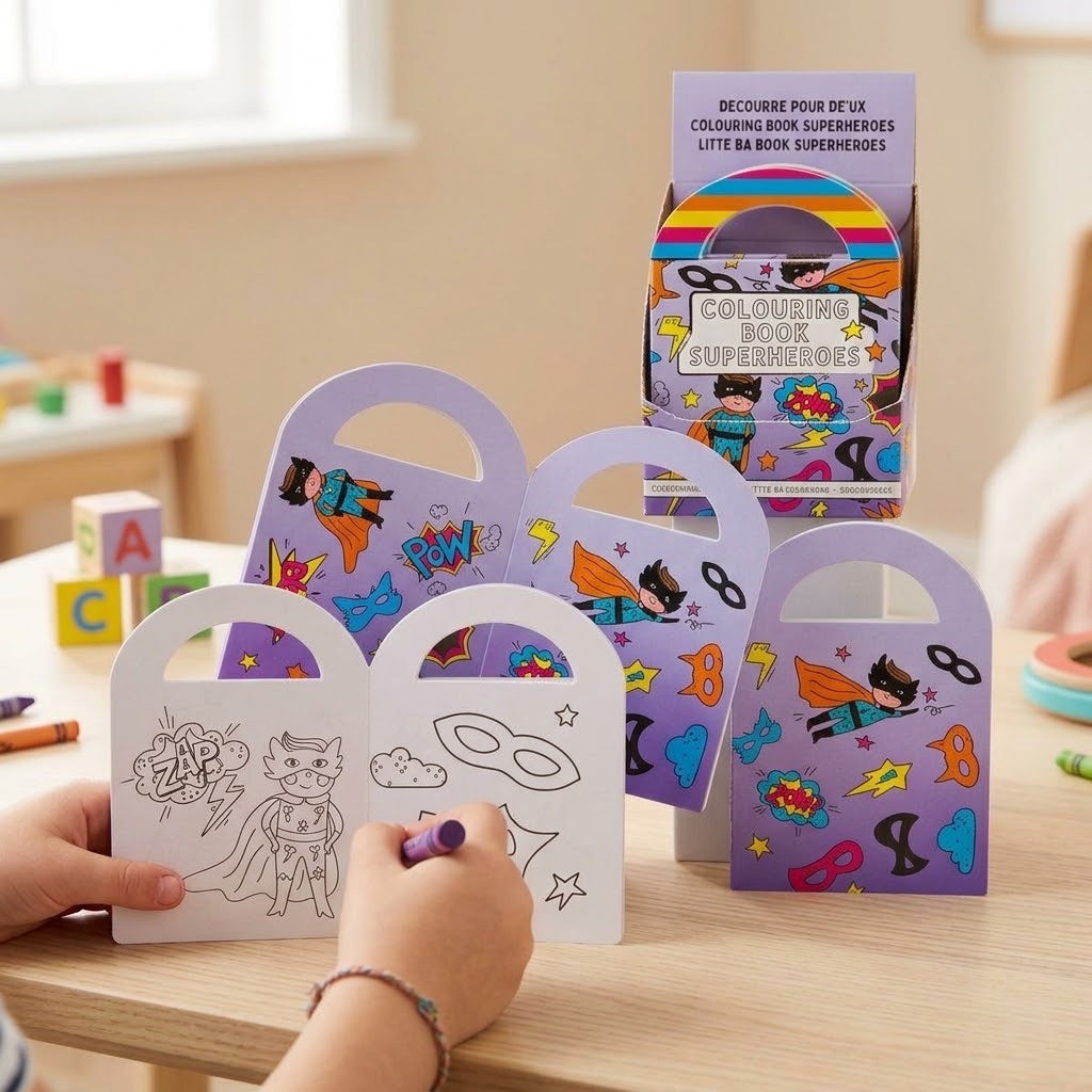 Superhero Colouring Book with Stickers 9.5 x 13 cm - lifestyle photo