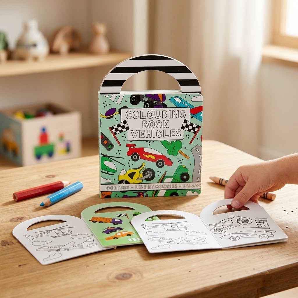 Vehicles Colouring Book with Stickers 9.5 x 13 cm - lifestyle photo