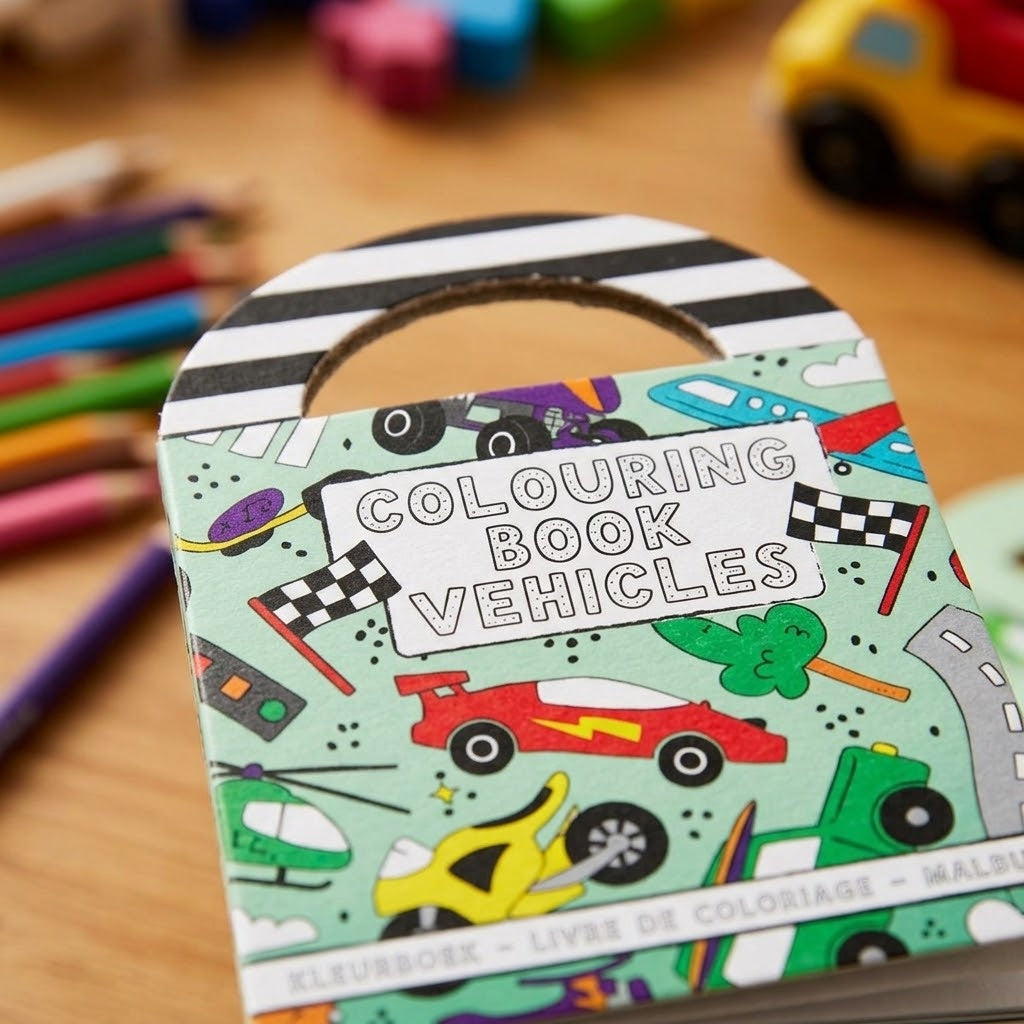 Vehicles Colouring Book with Stickers 9.5 x 13 cm - close-up