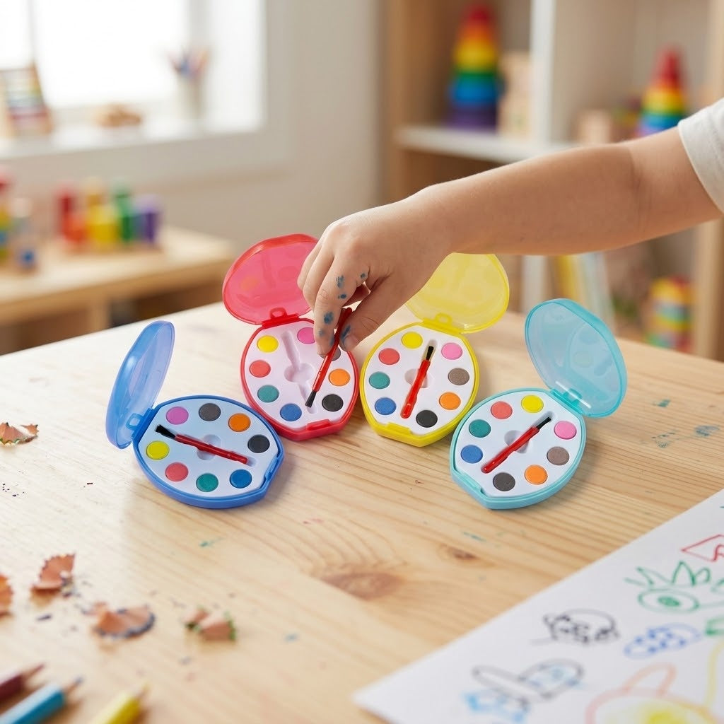 Kids Paint Palette & Brush Set Craft Party Favours - lifestyle photo