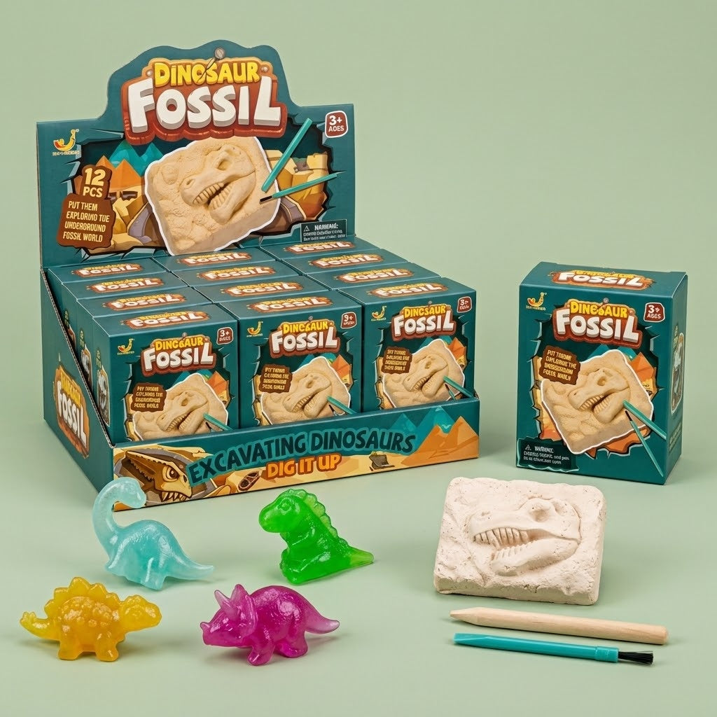 Dinosaur Fossil Dig Kit with 2 Tools - studio photo