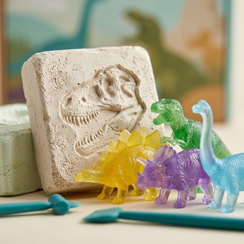 Dinosaur Fossil Dig Kit with 2 Tools - close-up