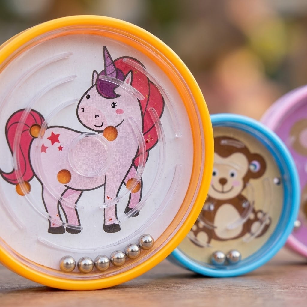 Mini Maze Puzzle Game 5 cm Kids Designs Party Favour - close-up