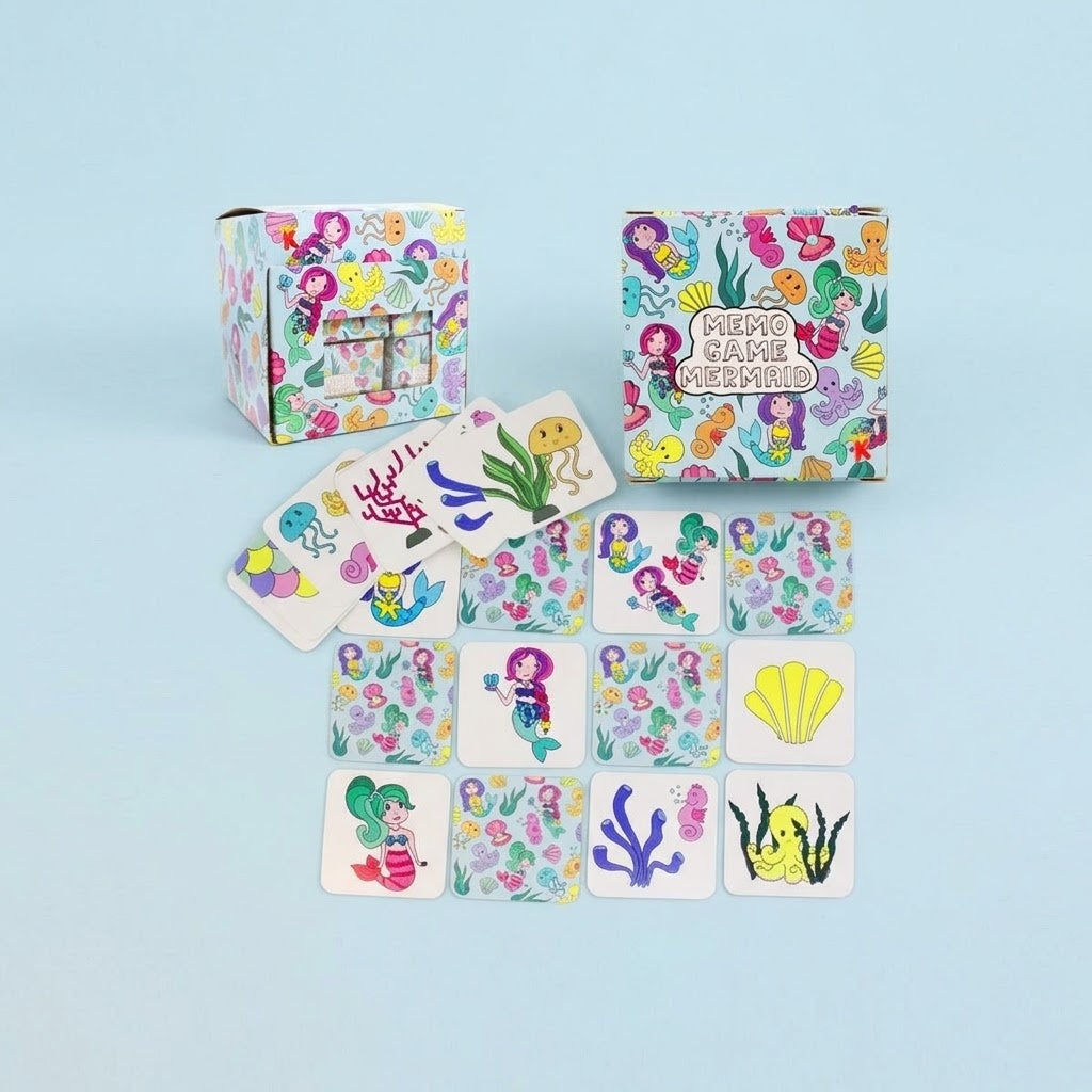 Mermaid Memory Game 28 Cards Mini Matching Pairs - studio photo