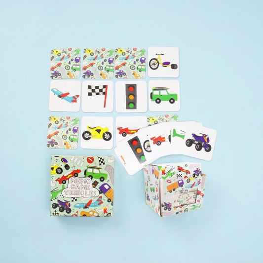 Vehicle Memory Game 28 Cards Mini Matching Pairs - studio photo
