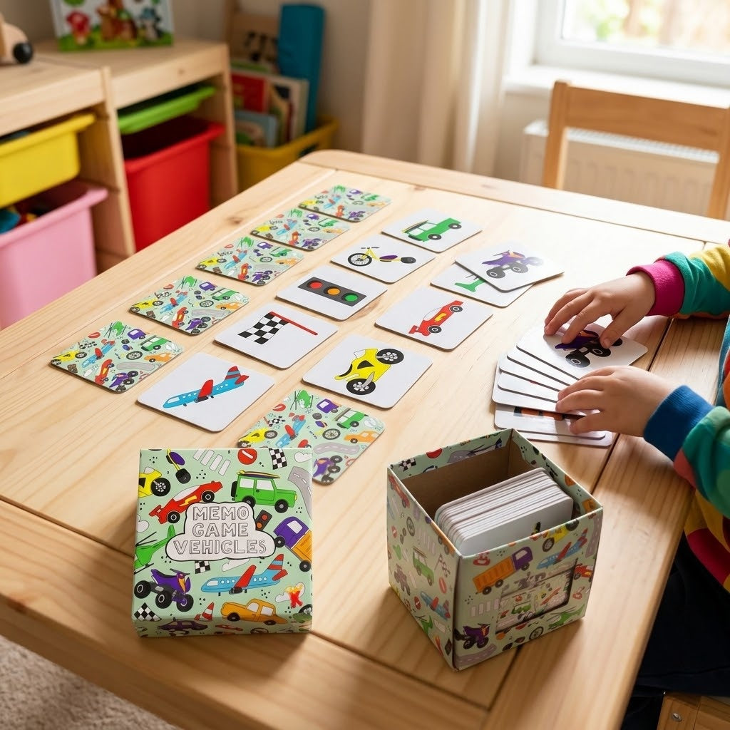 Vehicle Memory Game 28 Cards Mini Matching Pairs - lifestyle photo
