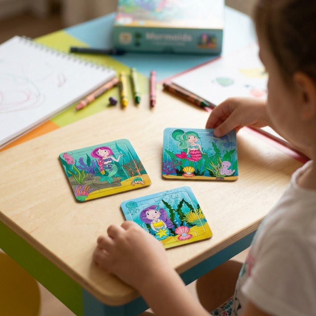 Mermaid Jigsaw Puzzle 16 Pieces 14 x 14 cm - lifestyle photo