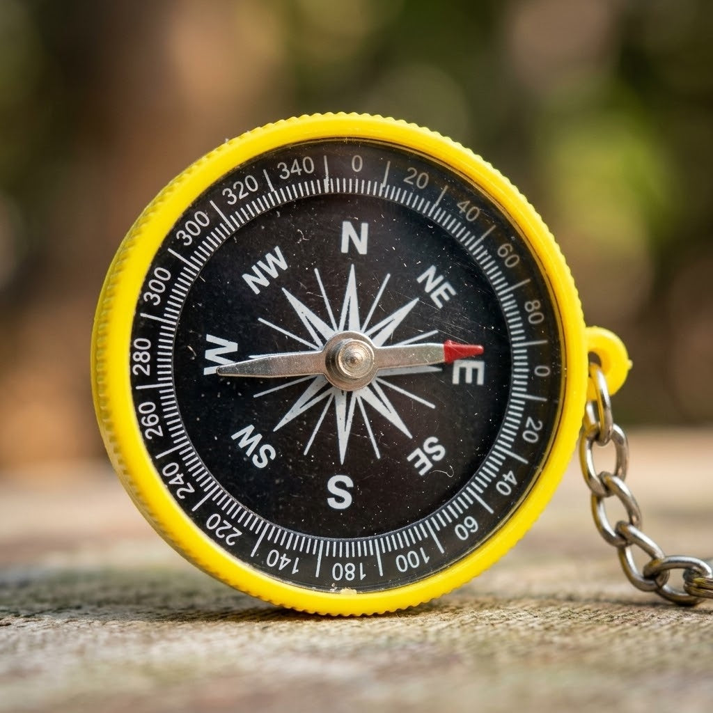 Compass Keychain 4.5 cm Colourful Key Ring - close-up