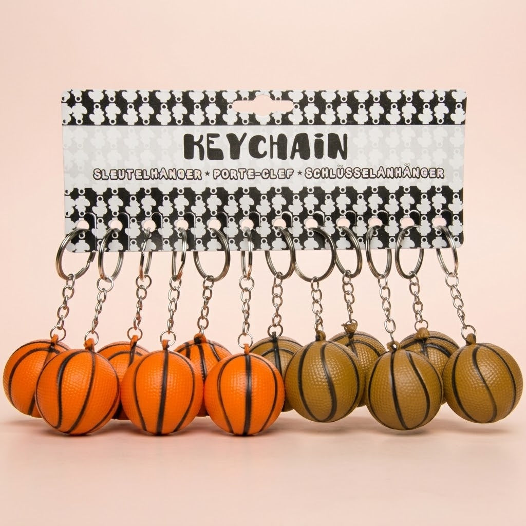 Basketball Keychain 40 mm Sports Key Ring - studio photo