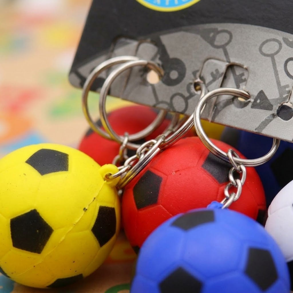 Foam Football Keychain Soccer Ball Keyring 4 cm - close-up