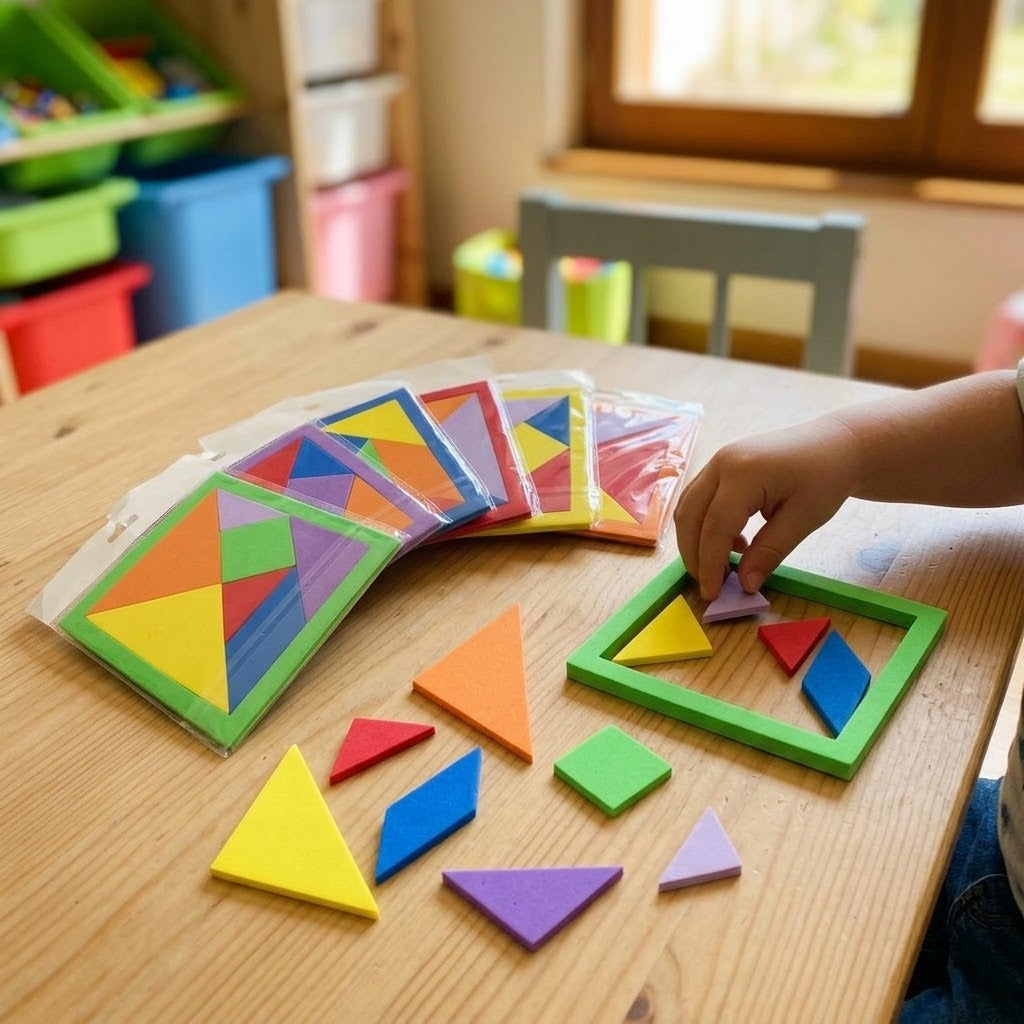 Foam Geometry Puzzle 8 Pieces 16 x 16 cm - lifestyle photo