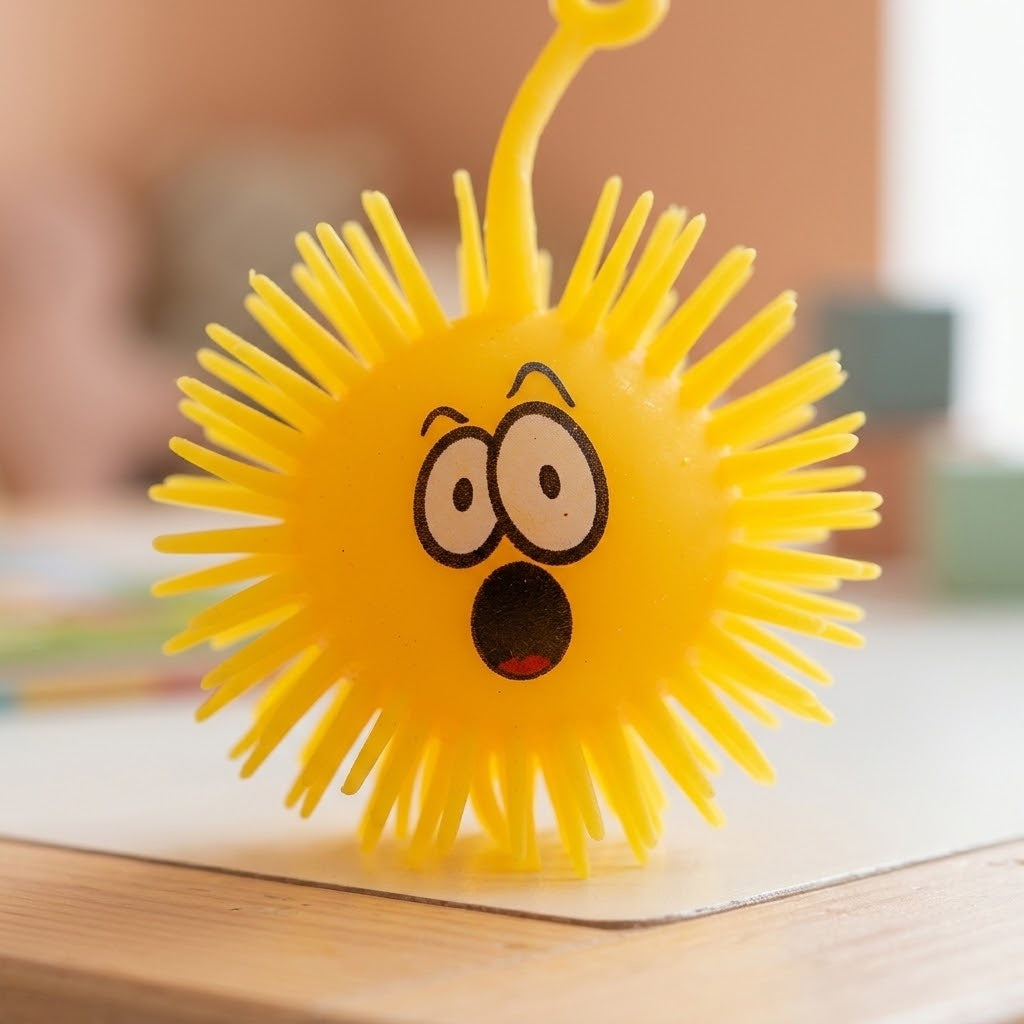 Smiley Face Puffer Yoyo Stress Ball Big 10 cm - close-up