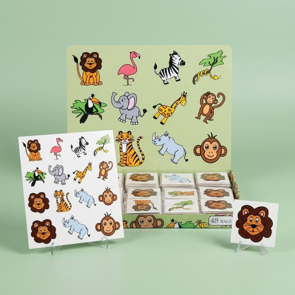 Jungle Animal Temporary Tattoos Pack of 12 – 4 cm - studio photo