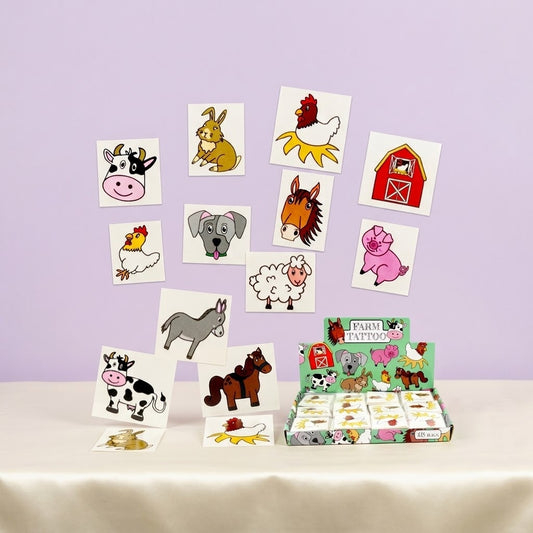 Farm Animal Temporary Tattoos Pack of 12 - studio photo