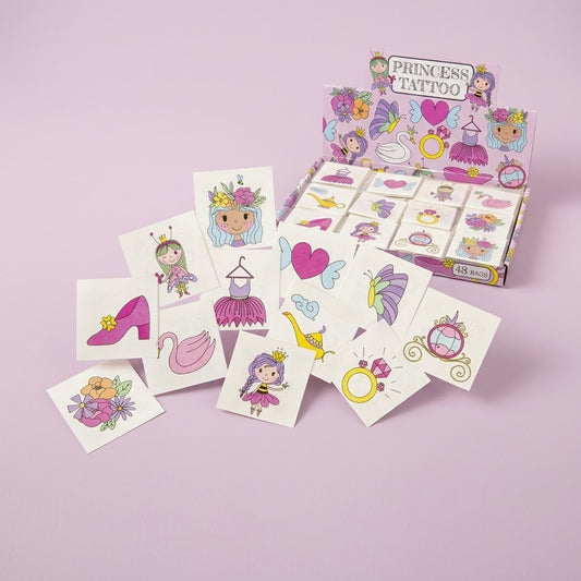 Princess Temporary Tattoos Pack of 12 Party Favours - studio photo