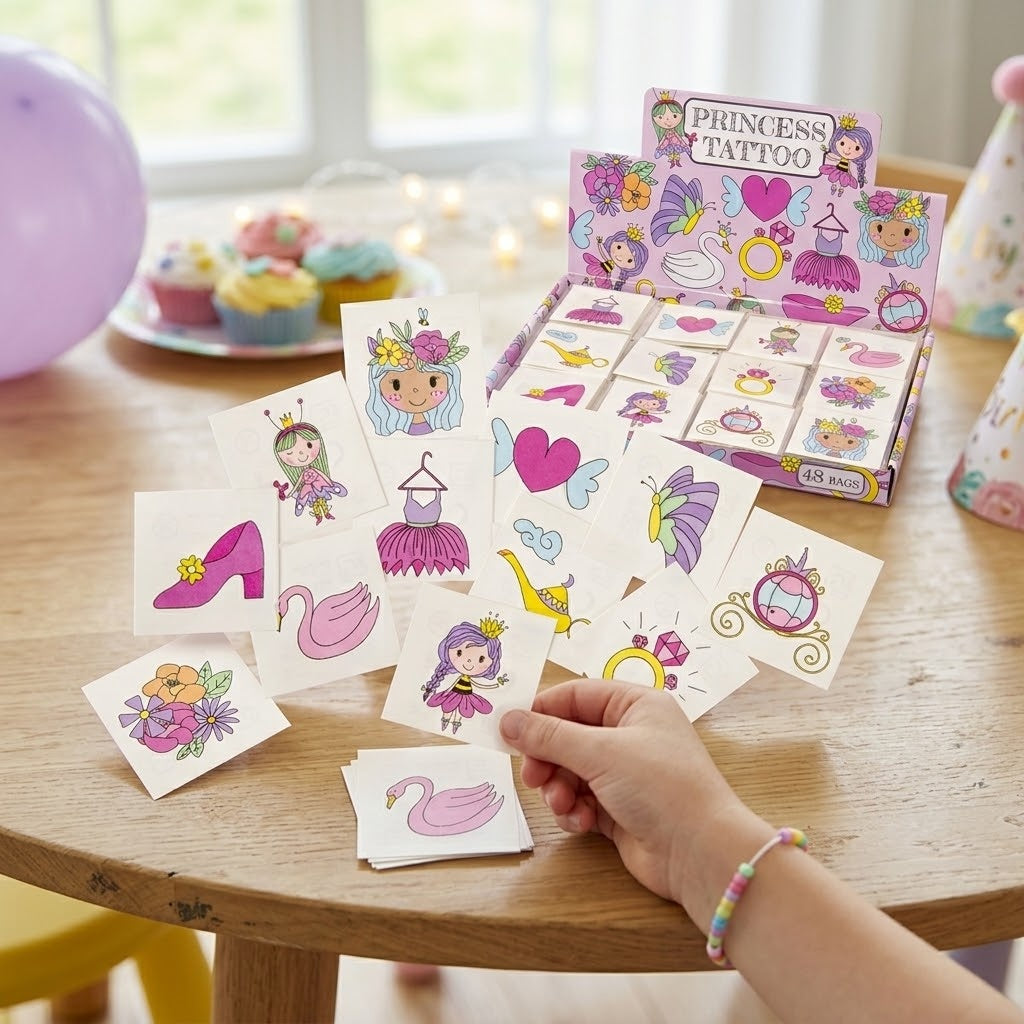 Princess Temporary Tattoos Pack of 12 Party Favours - lifestyle photo