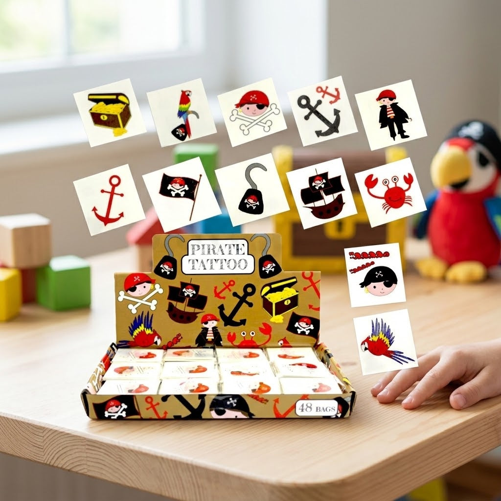Pirate Temporary Tattoos Pack of 12 Party Favours - lifestyle photo