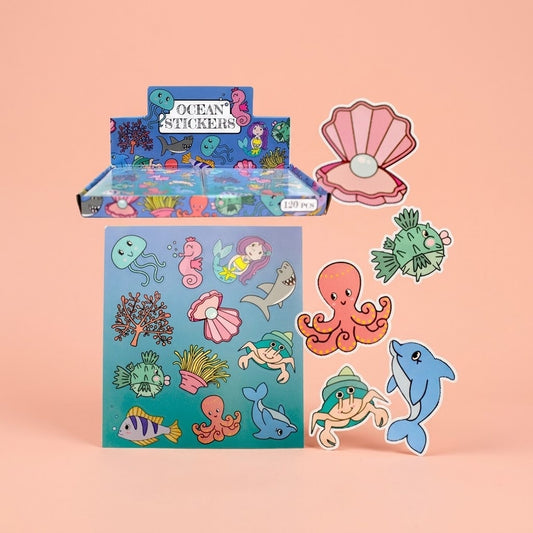 Sea Animal Stickers Sheet of 12 Party Favour - studio photo