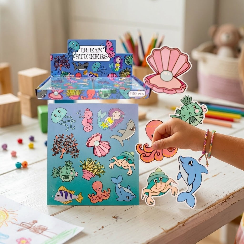 Sea Animal Stickers Sheet of 12 Party Favour - lifestyle photo