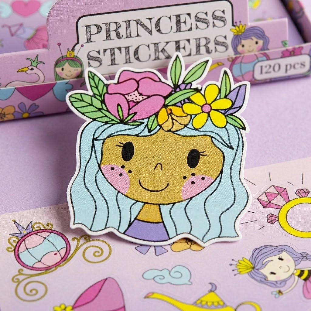 Princess Stickers Sheet of 12 Party Favour - close-up