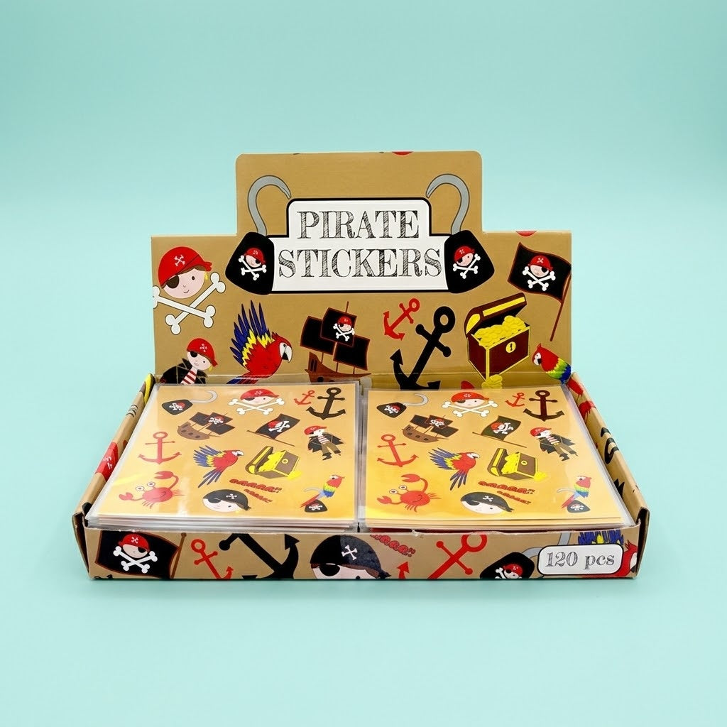 Pirate Stickers Sheet of 12 Party Favour - studio photo