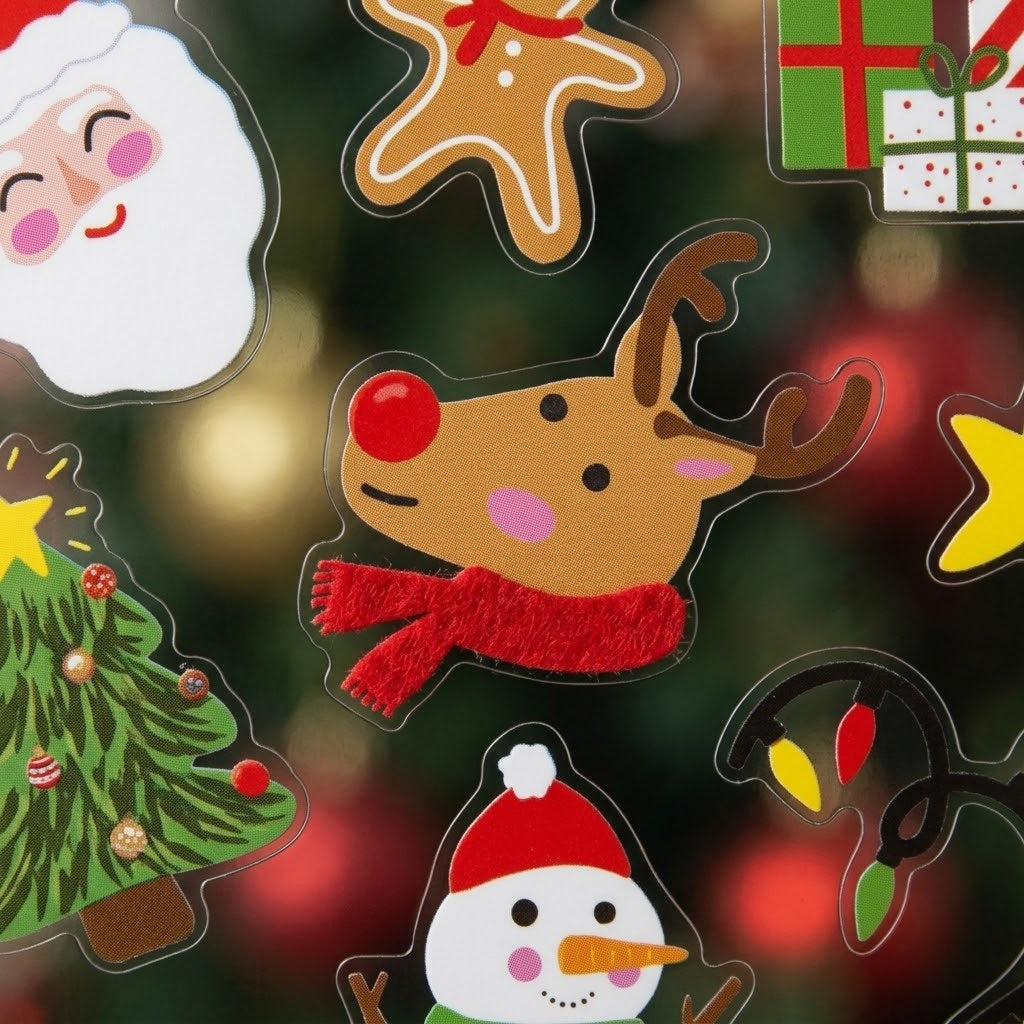 Christmas Sticker Sheet 12 Stickers 10 x 11.5 cm - close-up