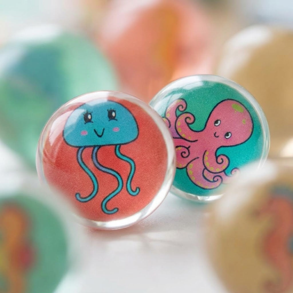 Sea Animals Bouncy Ball Super Ball 30 mm - close-up