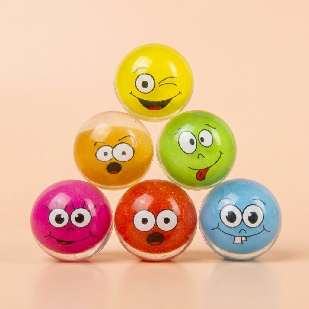 Funny Emoji Face Bouncy Ball Super Ball 30 mm - studio photo