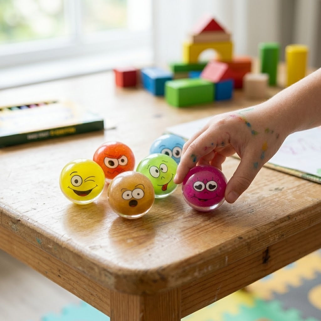 Funny Emoji Face Bouncy Ball Super Ball 30 mm - lifestyle photo