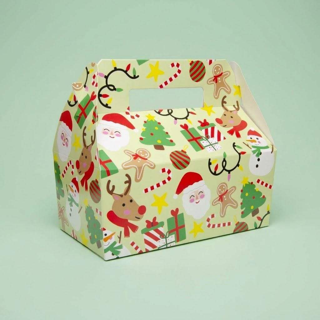 Christmas Cardboard Lunch Box Large Kids Meal Box - studio photo
