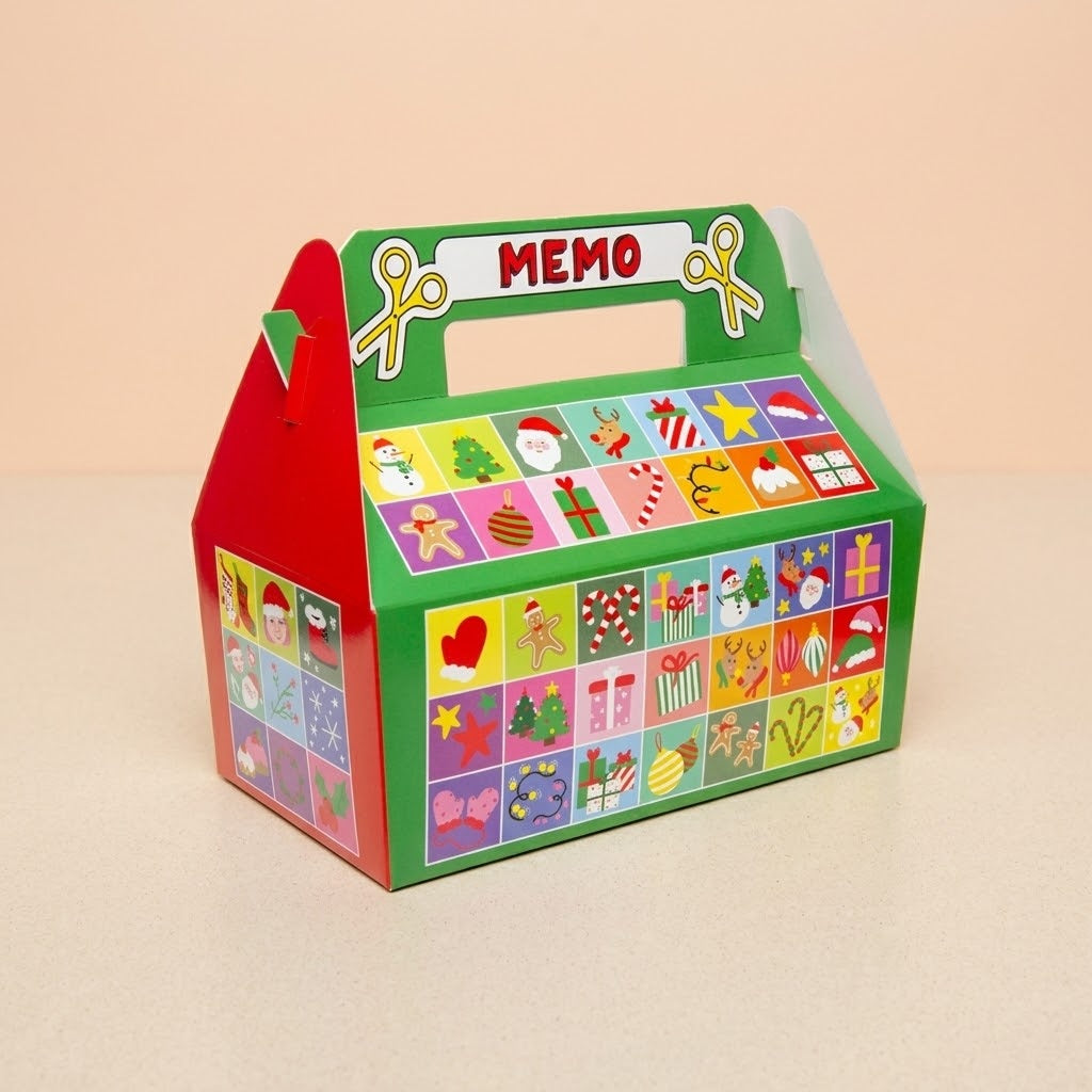 Christmas Memory Game Cardboard Lunch Box Large - studio photo