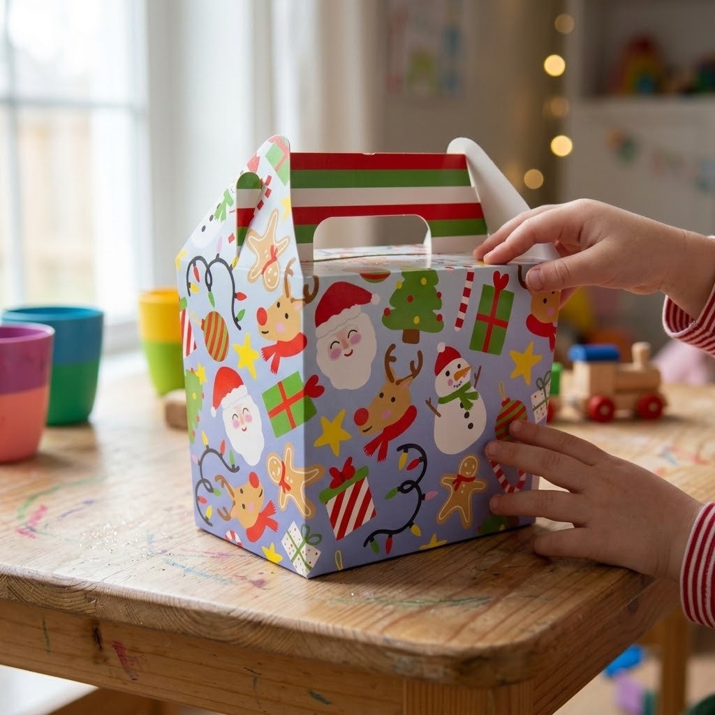 Christmas Cardboard Lunch Box Medium - lifestyle photo