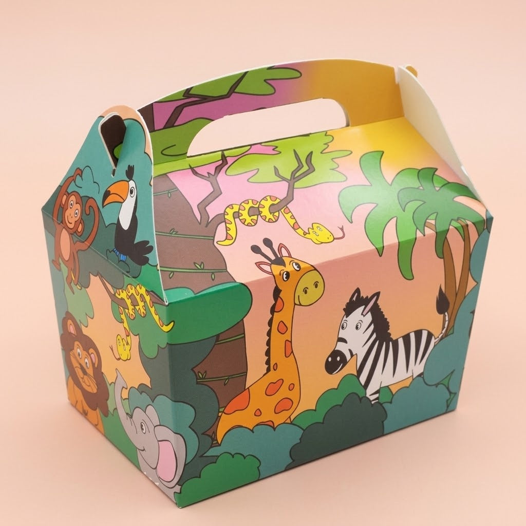 Jungle Animal Cardboard Lunch Box, Large - studio photo