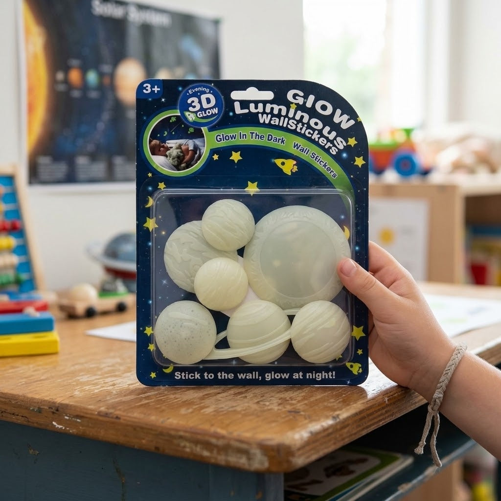Glow in the Dark Planets Set of 7 Ceiling Stickers - lifestyle photo