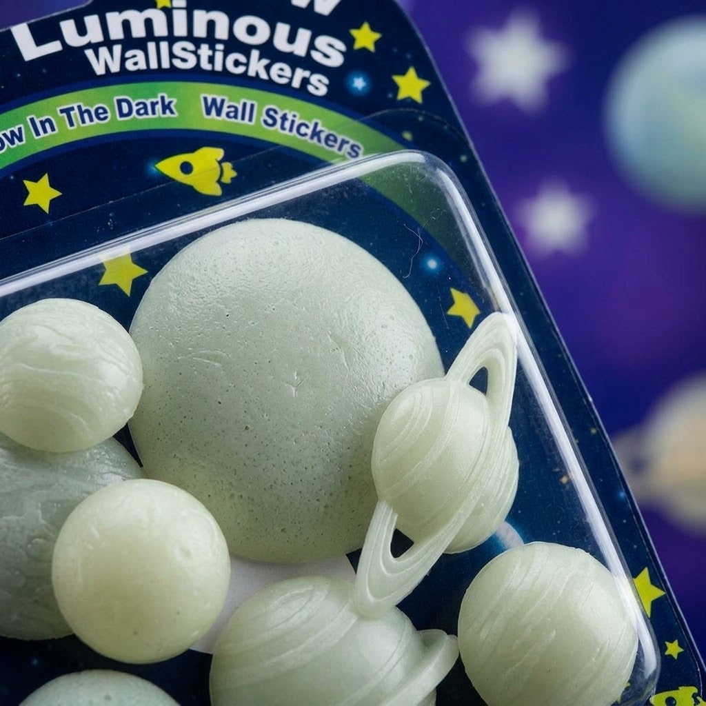 Glow in the Dark Planets Set of 7 Ceiling Stickers - close-up