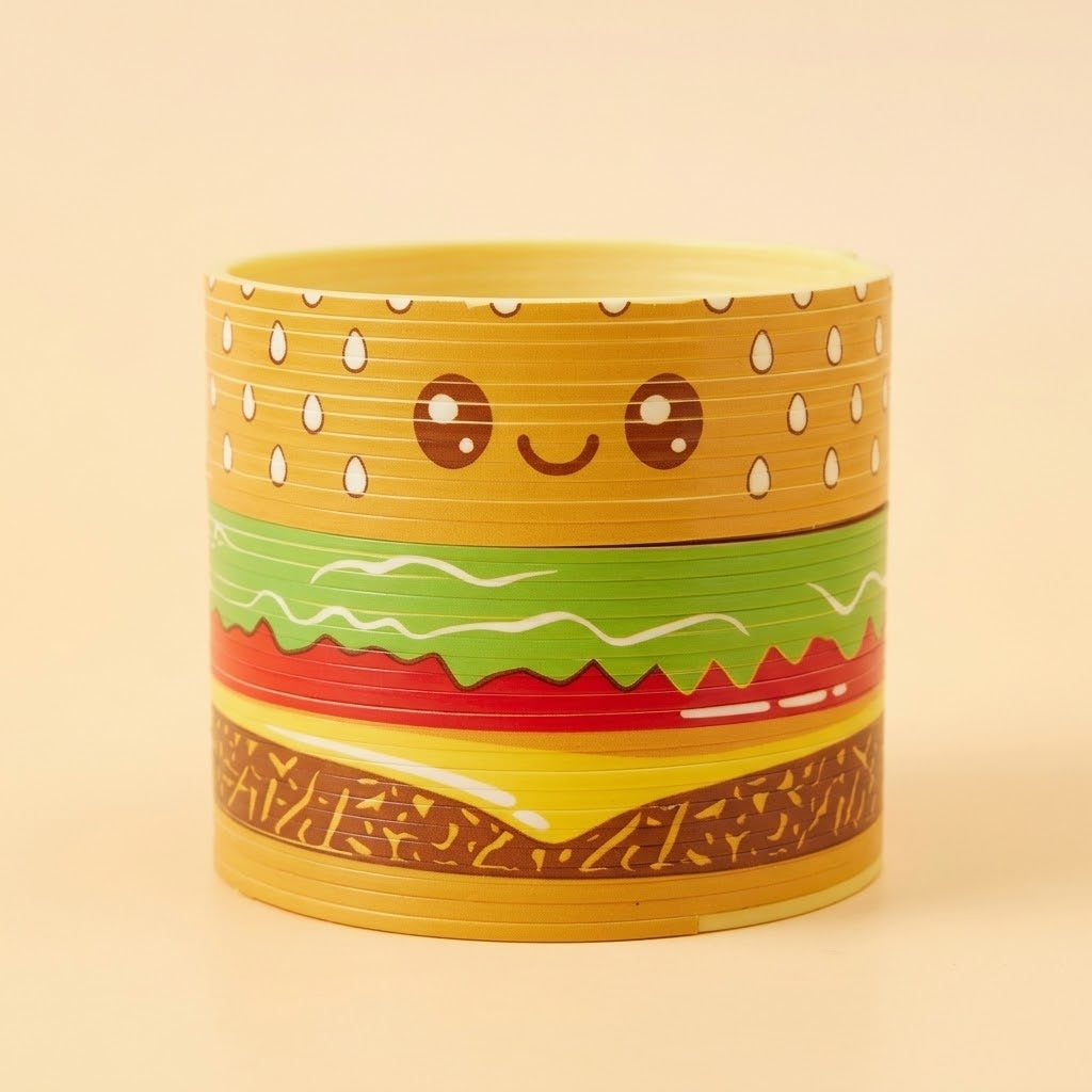 Kawaii Hamburger Spring Toy 7.5 cm Party Favour - studio photo