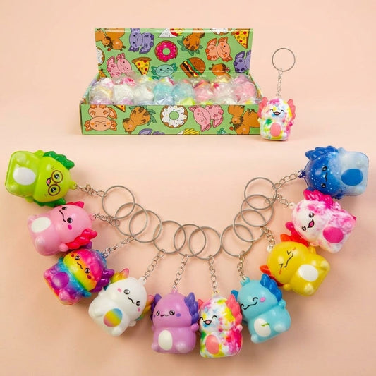 Squishy Axolotl Keychain Foam Stress Toy Keyring - studio photo